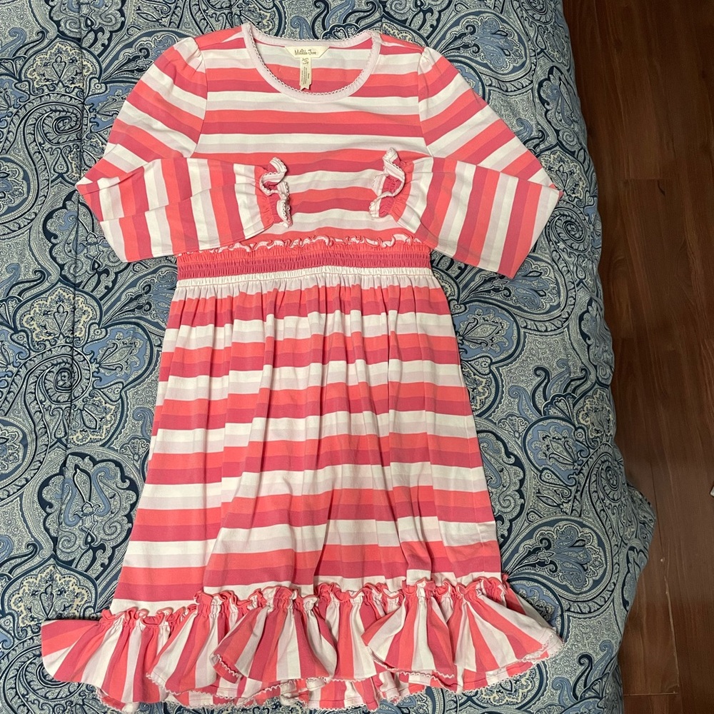 Size 10 long sleeve sherbet stripe Matilda Jane dress